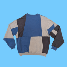 Load image into Gallery viewer, Blue &amp; Grey Patchwork Sustainable Sweatshirt
