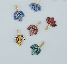 Load image into Gallery viewer, Blue Rustling Leaves Hoop Earrings
